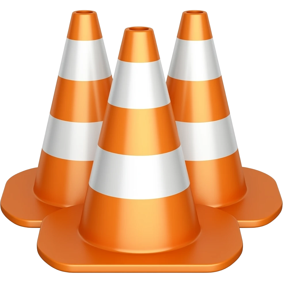 3 traffic cones stacked emoji