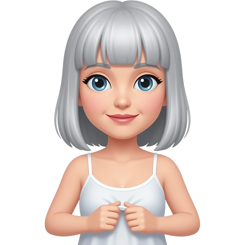 Grey hair female bangs undressing emoji