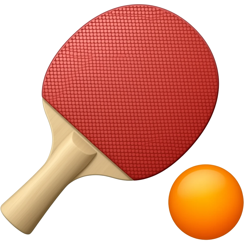 ping pong paddle and small orange ping pong ball emoji