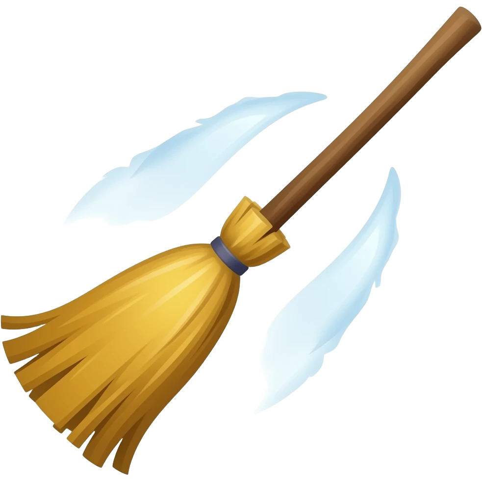 a flying broom emoji