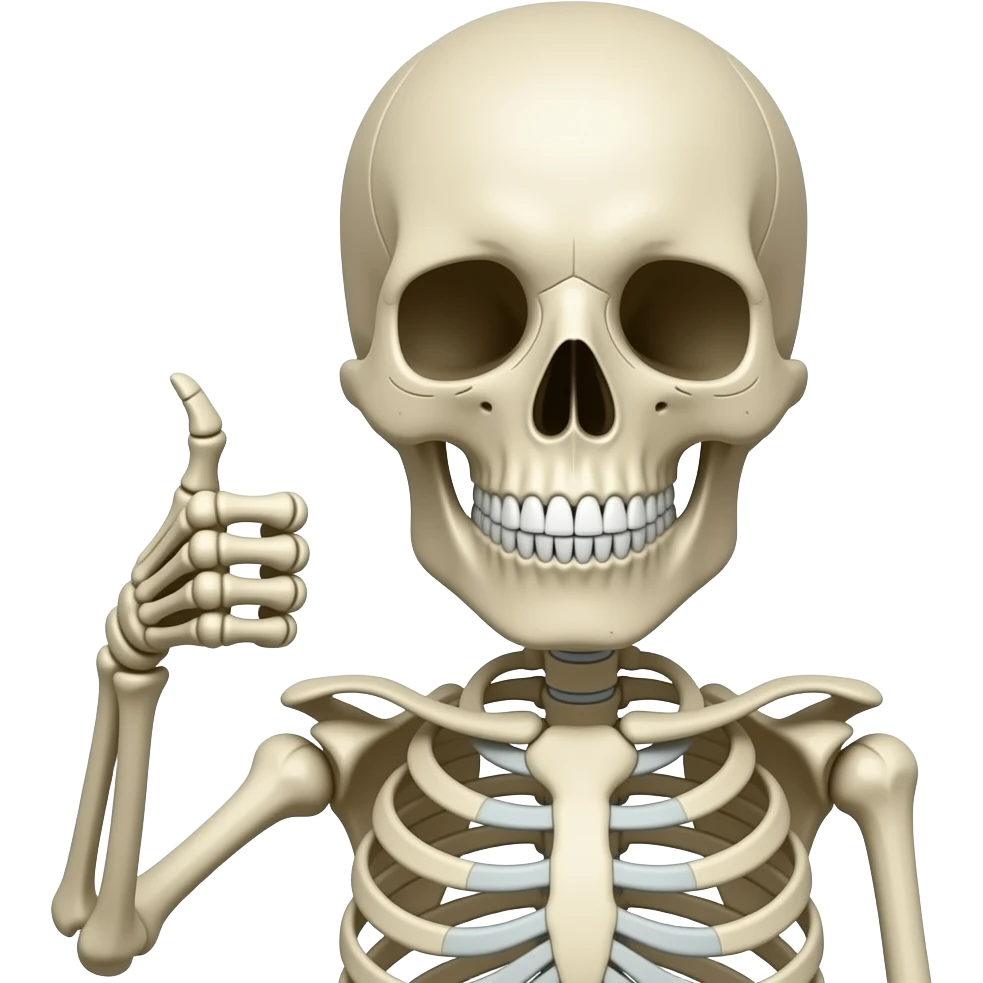 a skeleton giving thumbs up emoji