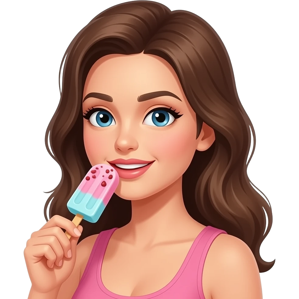 Sexi lengua mujer saboreando  paleta de helado emoji