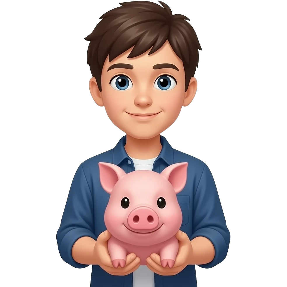 a young boy 19 year old hoalding pig emoji