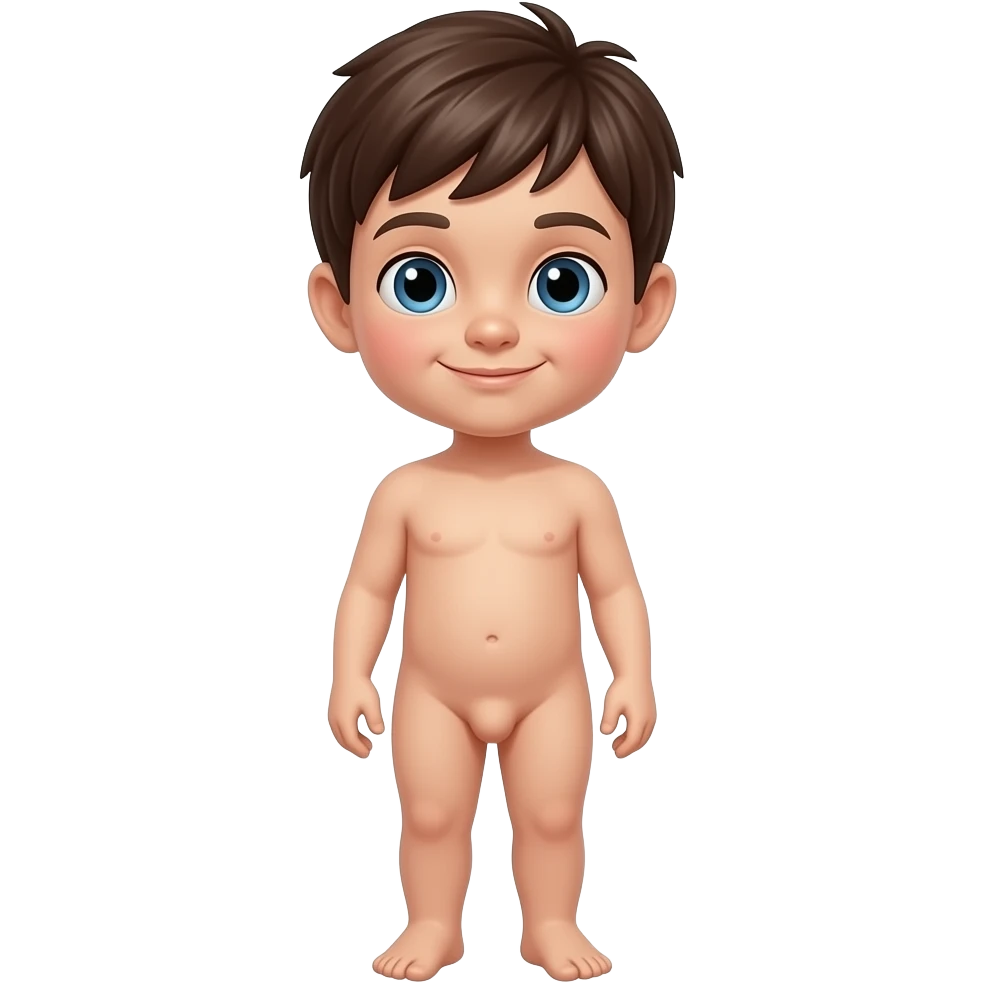 Un nino desnudo con un pene emoji