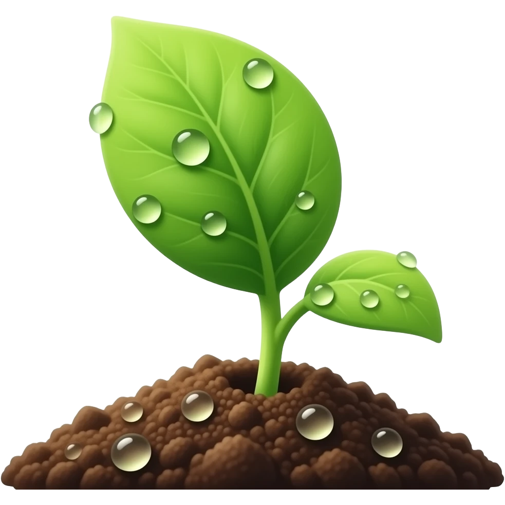 sprout with dewdrops  on leaf emoji