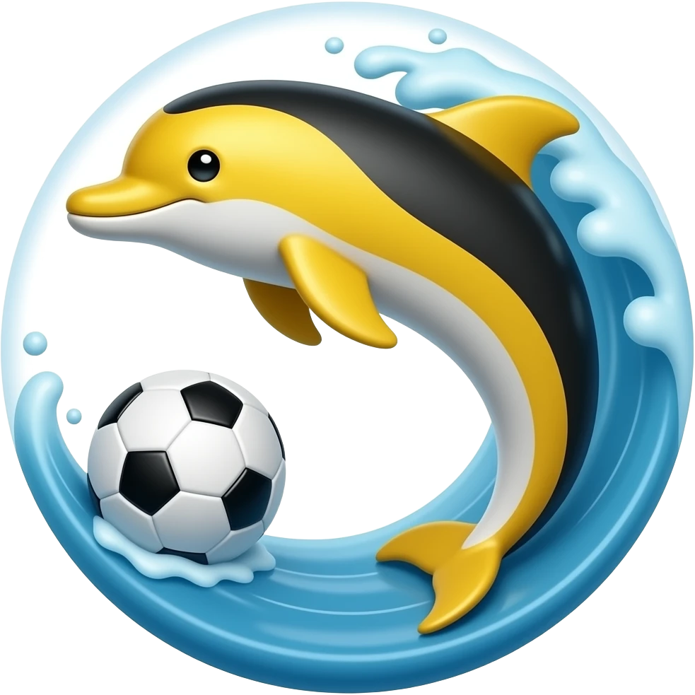 yelllow black dolphin circle wave soccerball emoji