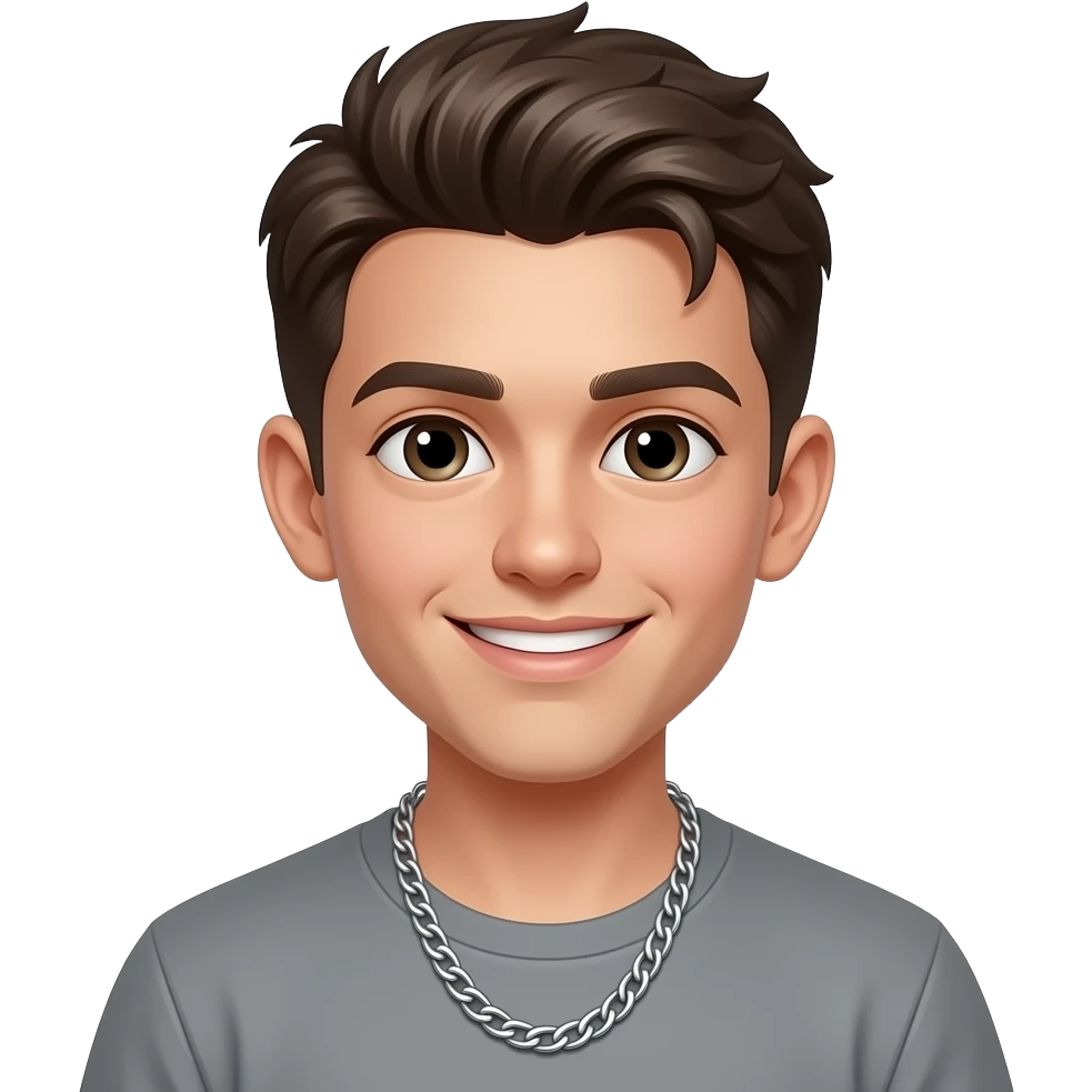 Boy emoji face ear tops fase handsome neck chain emoji