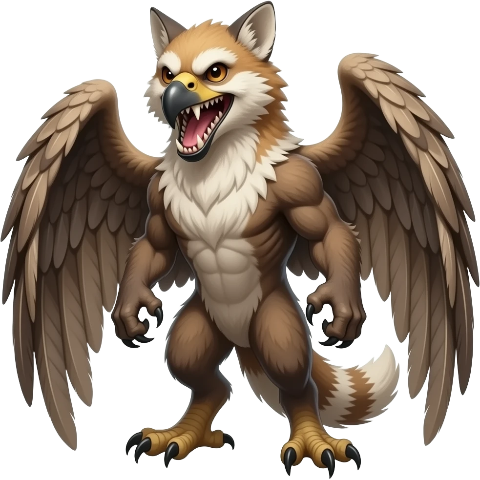 edgy mutant gryphon-tanuki-civet-genet-hybrid with sharp long saber teeth emoji
