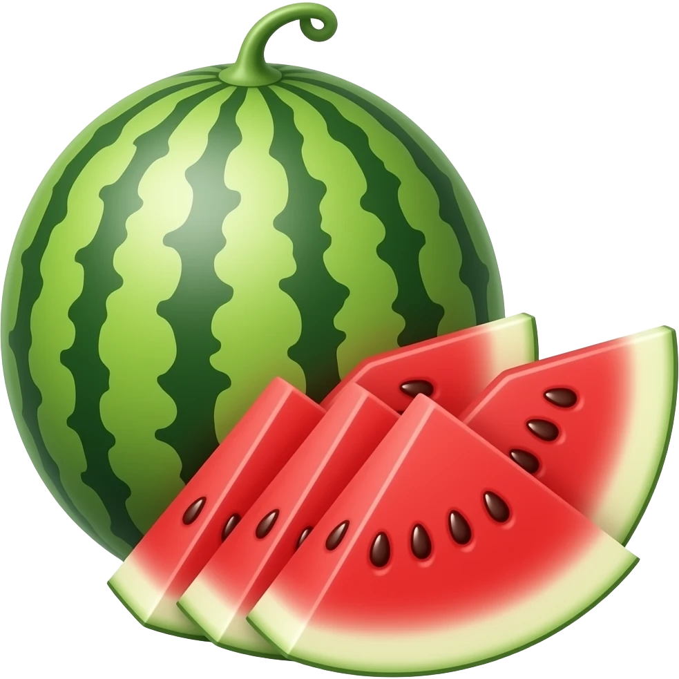 ripe whole and sliced triangular watermelon emoji