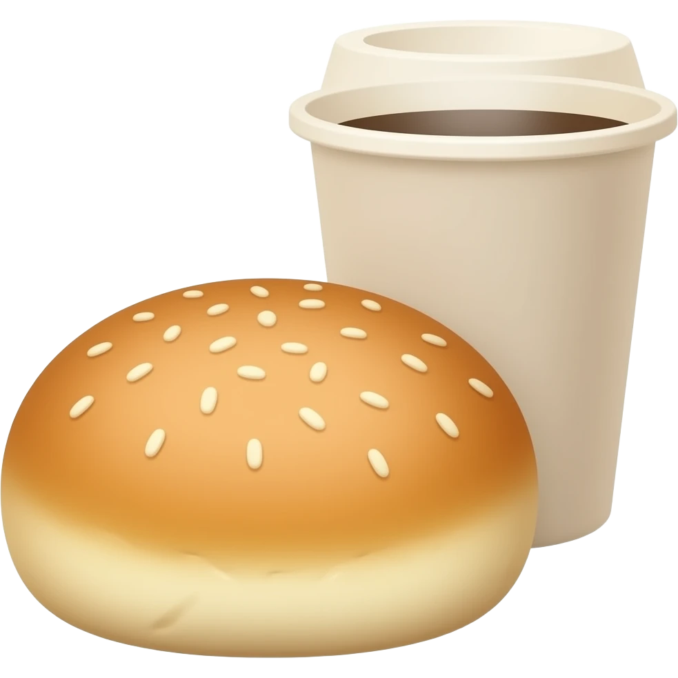 Булочка бежевого цвета и чашка кофе бежевого цвета emoji