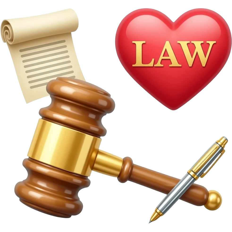 make an emoji with a scroll law on someones mind, and LAW written on a heart with a fancy pen emoji