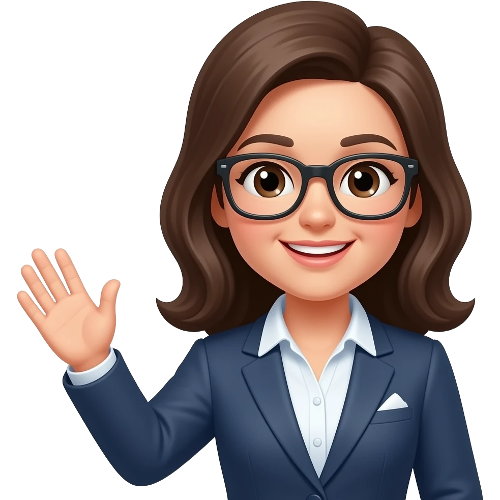 Operadora mujer saludando emoji
