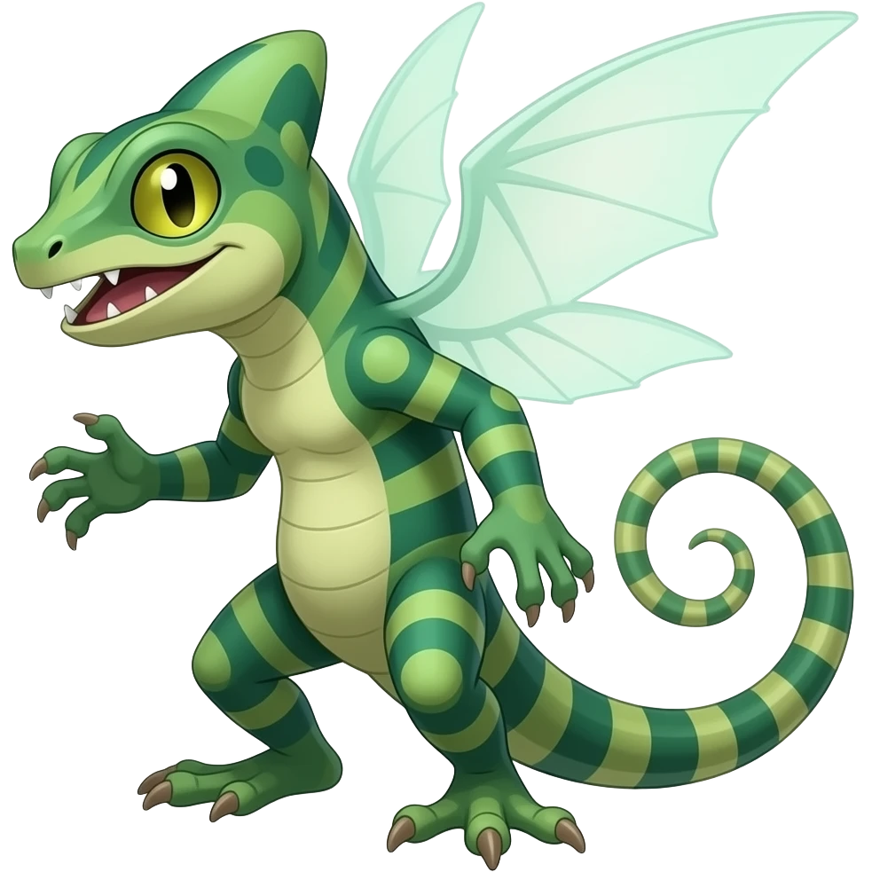 Lizard-Treecko-Kecleon-Axew-Exveemon-Fakémon-hybrid, full body emoji