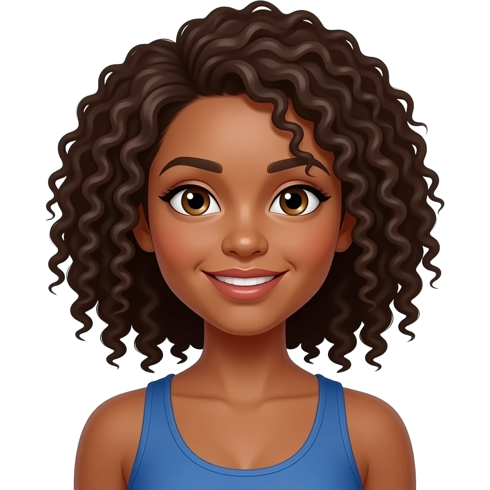 Academia moça com cabelo cacheado emoji