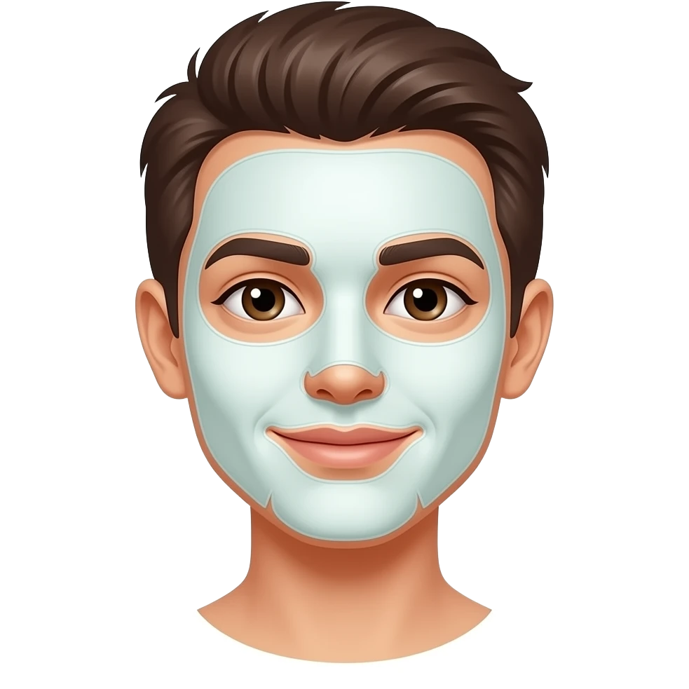 masque beauté visage, la vue est en 3 quart emoji