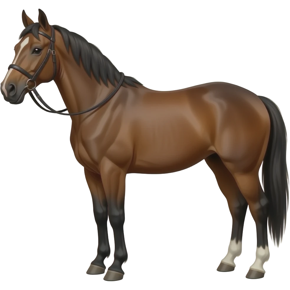 bay Morgan horse with a black halter emoji
