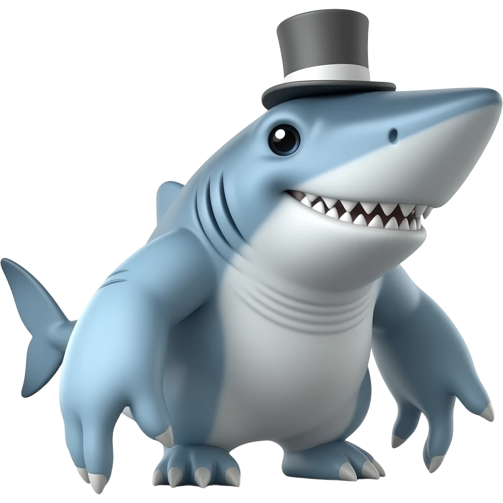 Shark with a top hat emoji