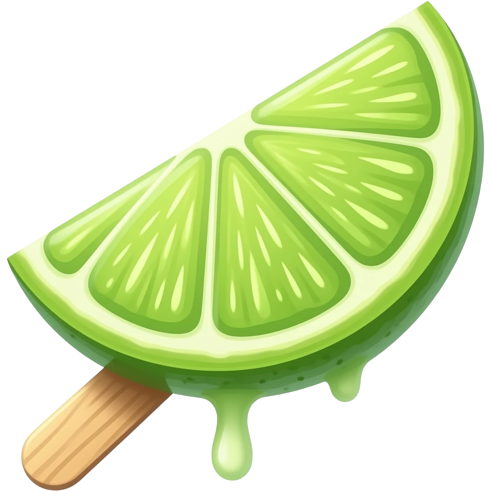 lime ice cream popsicle on wooden stick looks like lime slice delicious cute emoji
