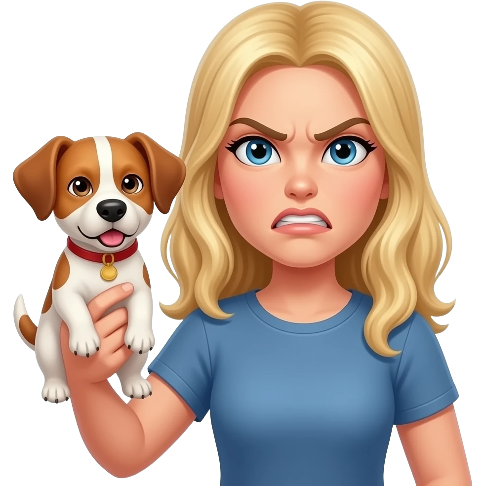 Angry Blonde Women carry in hand Their Dogs emoji