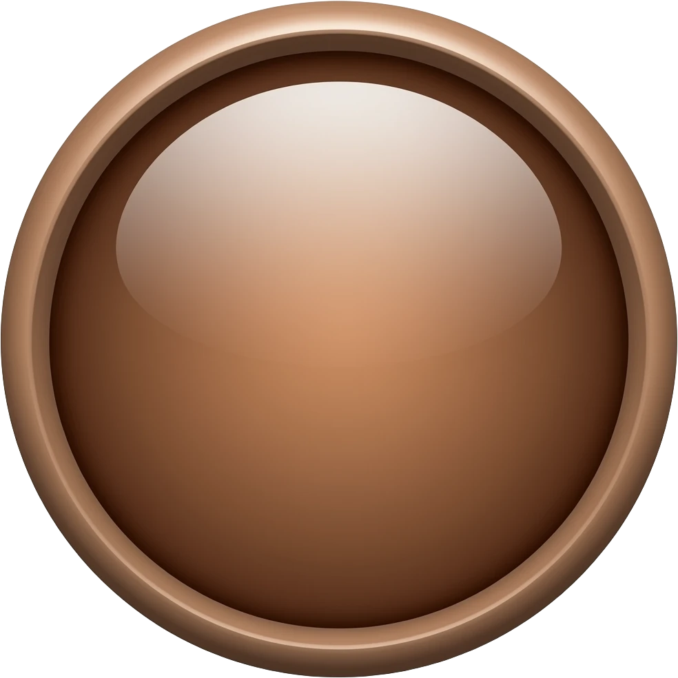 "doyle" glossy button circle with shine. brown color emoji