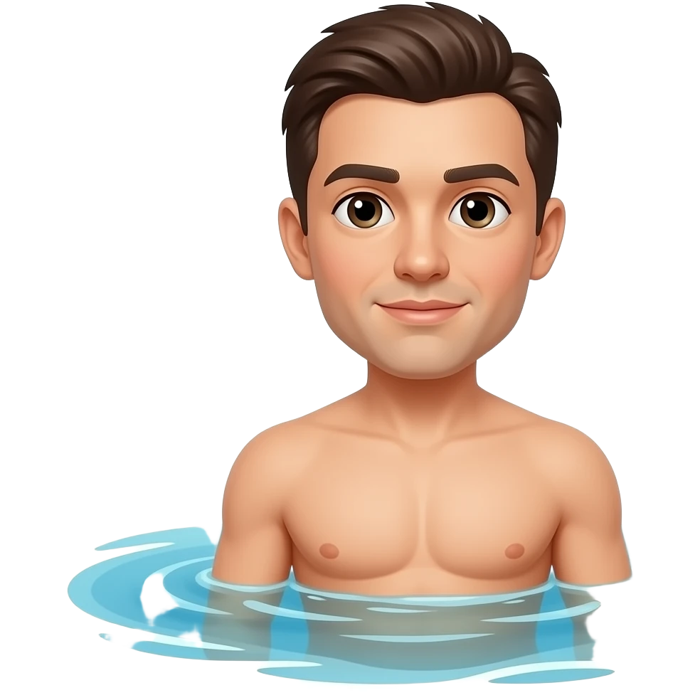 A naked man wading in the sea emoji