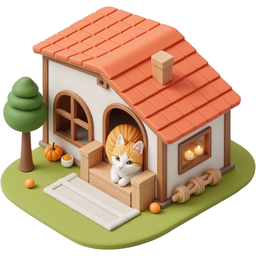 cats relaxing in a vertical playhouse emoji