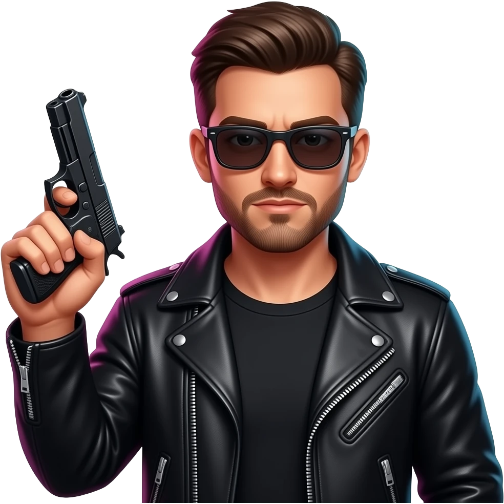 Cool guy with gun emoji