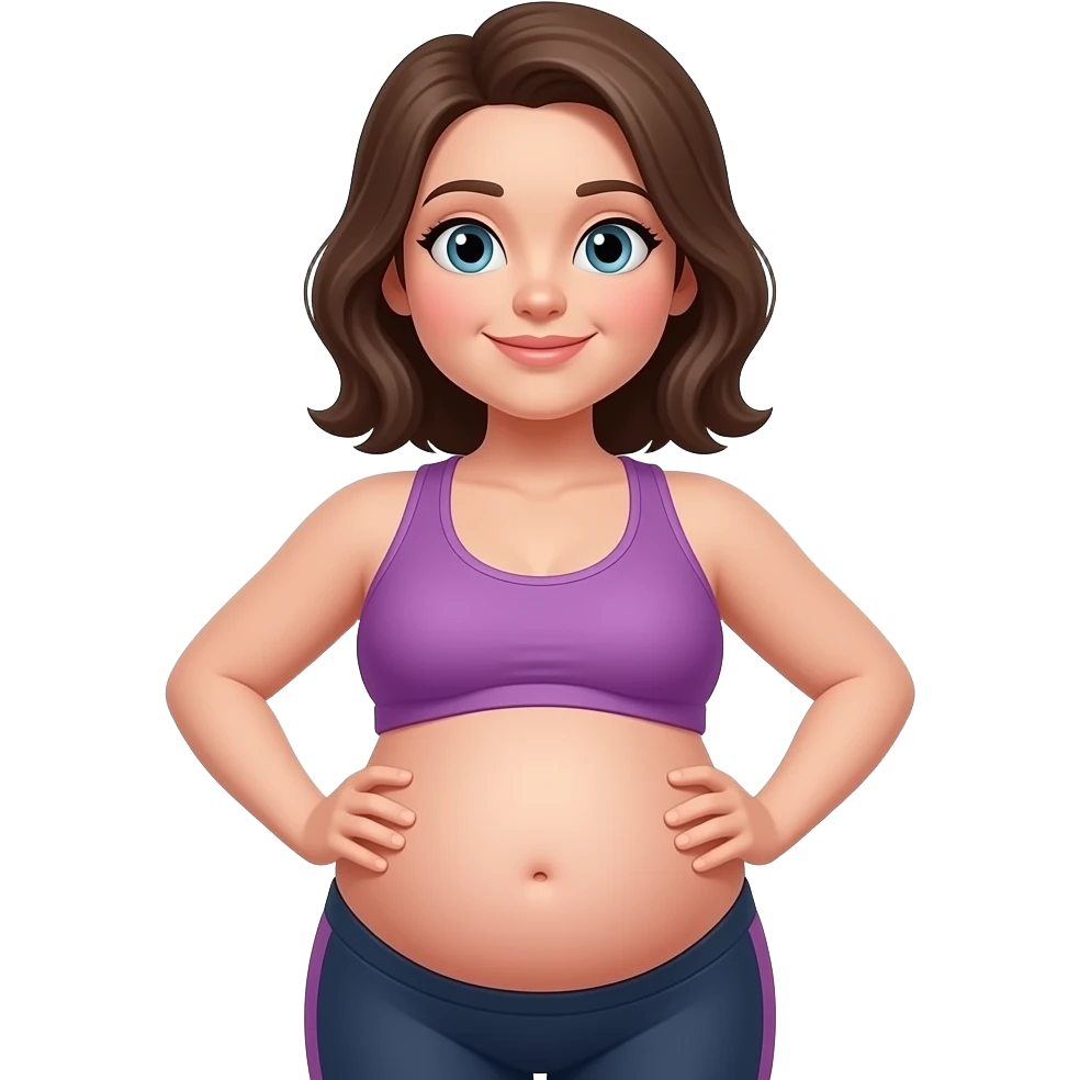 woman bloated belly in fitness wear emoji