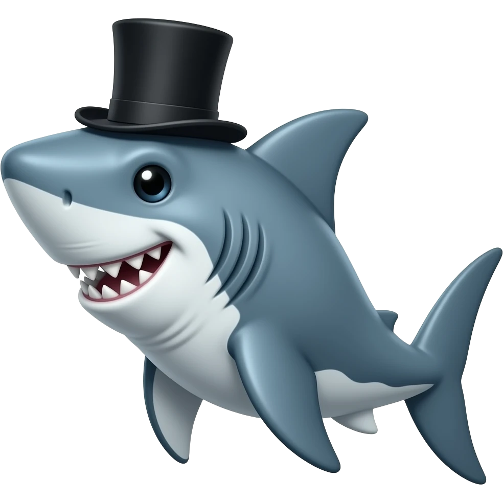 Shark with a top hat emoji