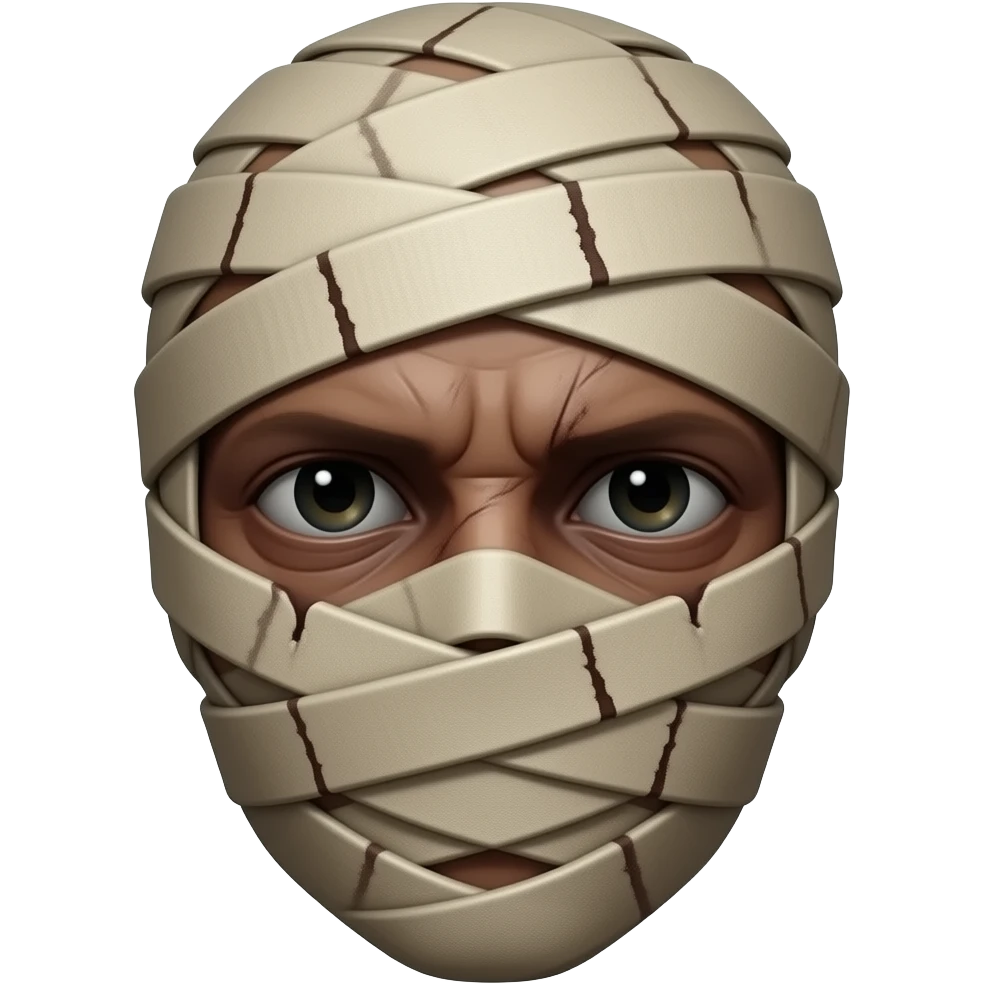 realistic mummy, head only, rotting face partially showing emoji