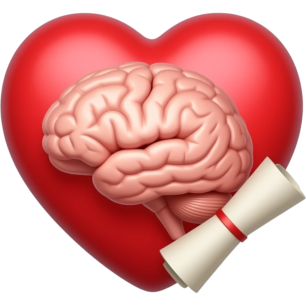 make a heart that is red and put a brain in it what a skroll on it emoji