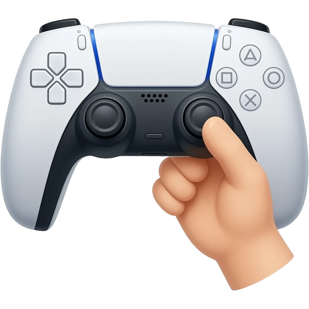 Una mano agarrando un mando de Playstation 5 emoji