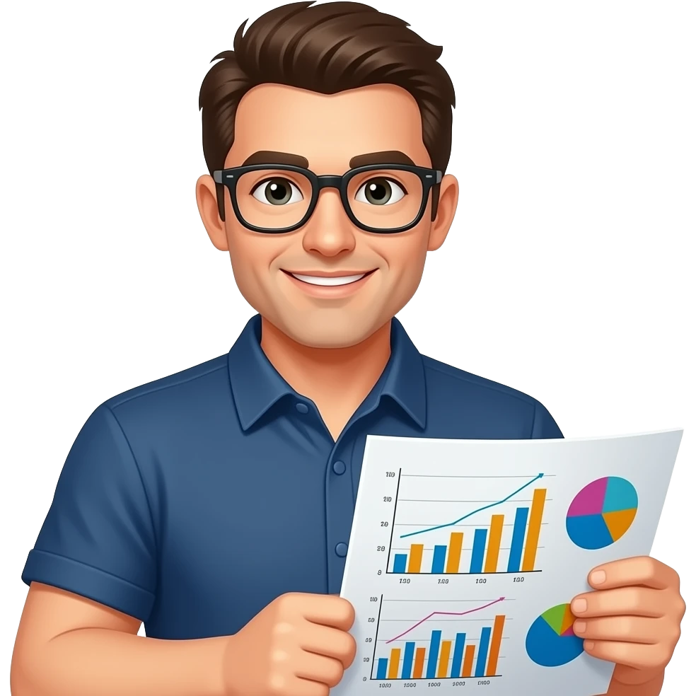 guy with glasses that works with charts and graphs emoji