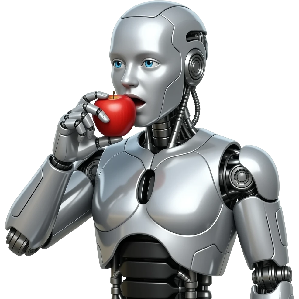 Android eating apple emoji