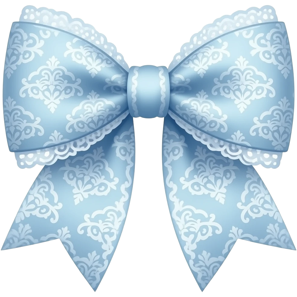 pastel blue and ombre white with cloudy pattern rococo style pattern on bow lace coquette bow emoji