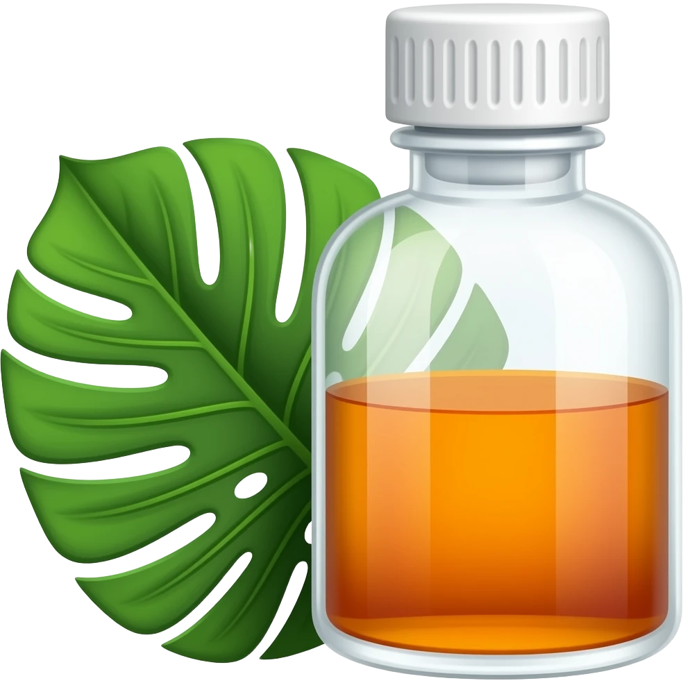 liquid medicine beside leaves emoji
