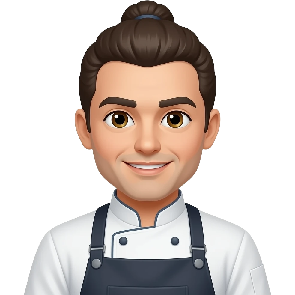 hair tied back chef emoji