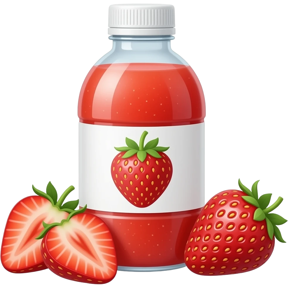 Juice bottle strawberry emoji