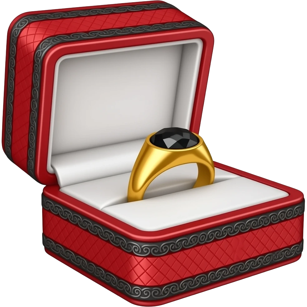Onyx ring in a Red box with Black ornate trim emoji