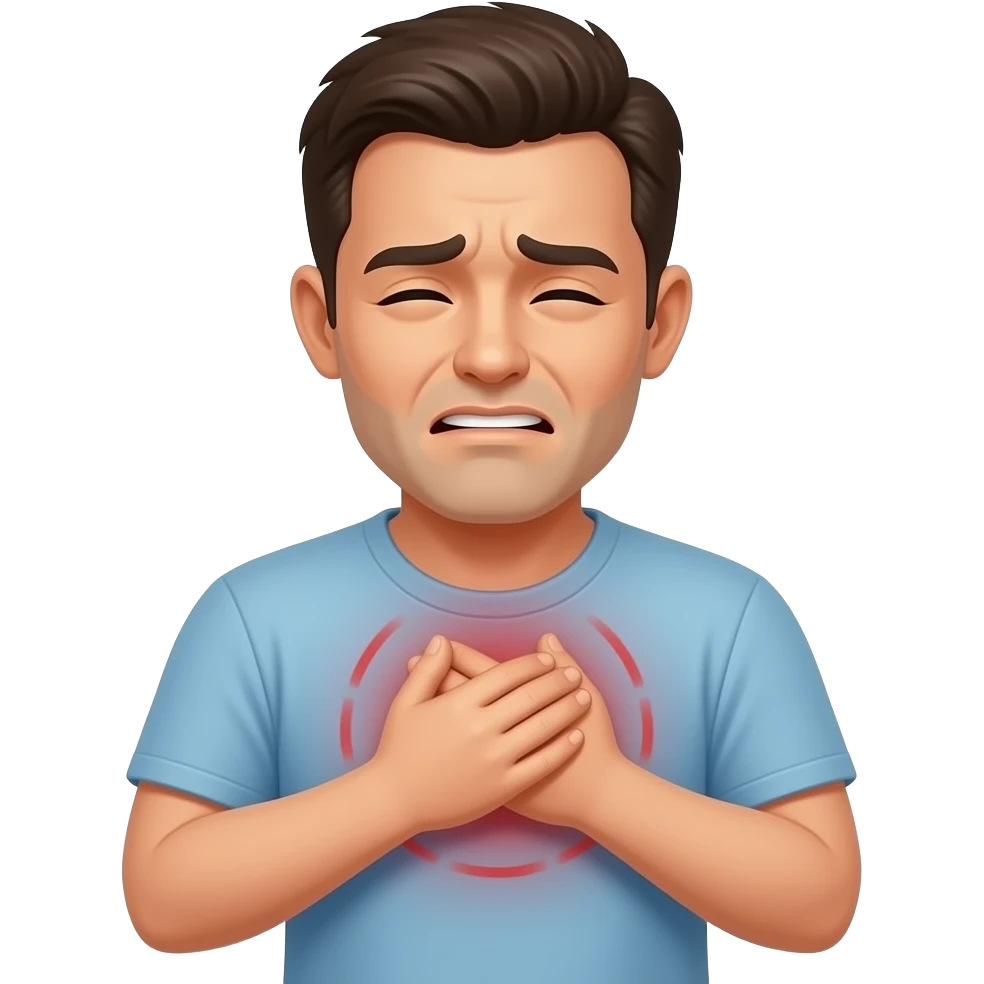 Un hombre con palpitaciones por ansiedad emoji