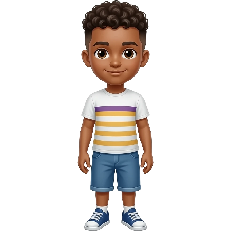 Um homem adolescente Cabelo low fade cacheado Corpo inteiro emoji