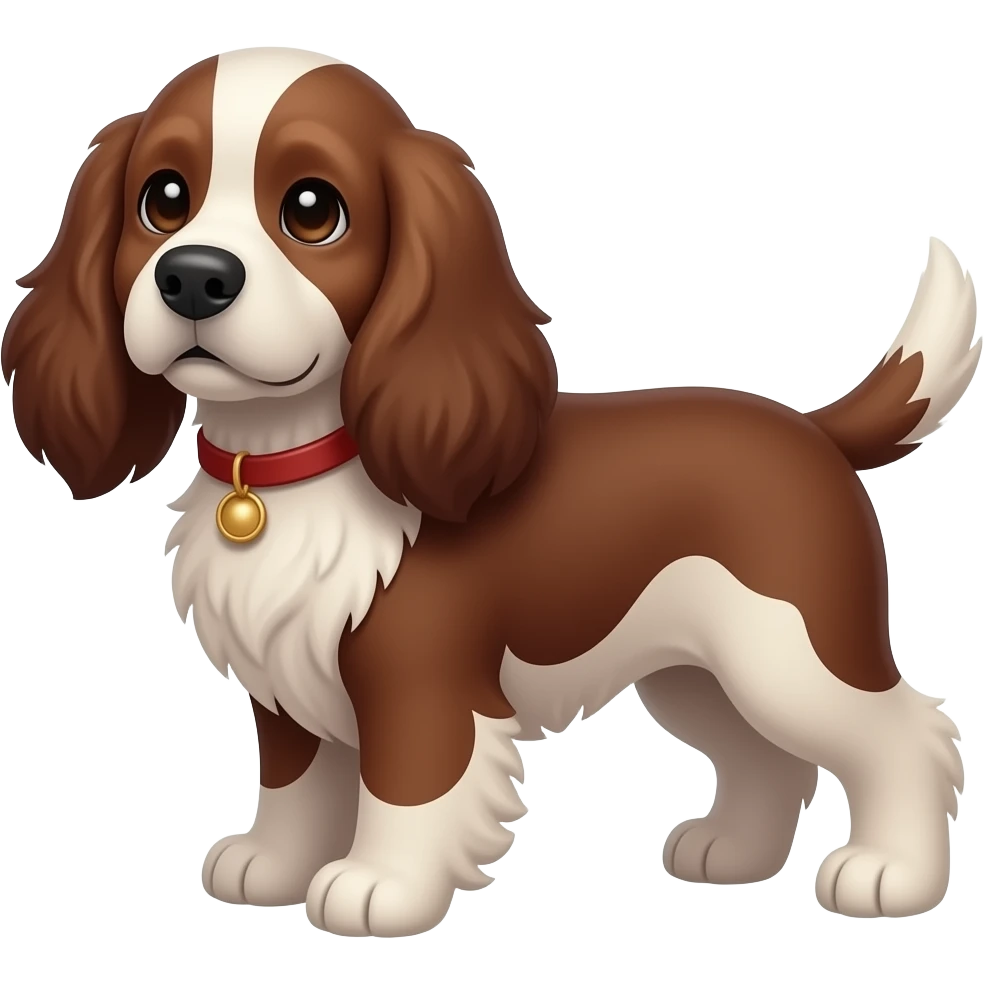 dark brown old english cocker spaniel with grey nose emoji