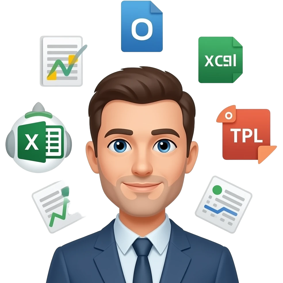 master data specialist with xls csv xml sheets around his head emoji