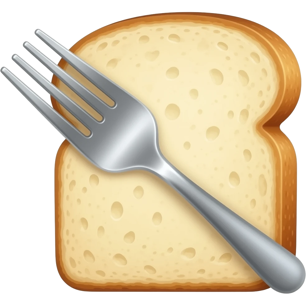 fork with bread stuck on it emoji