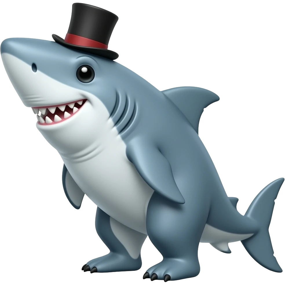 Shark with a top hat emoji