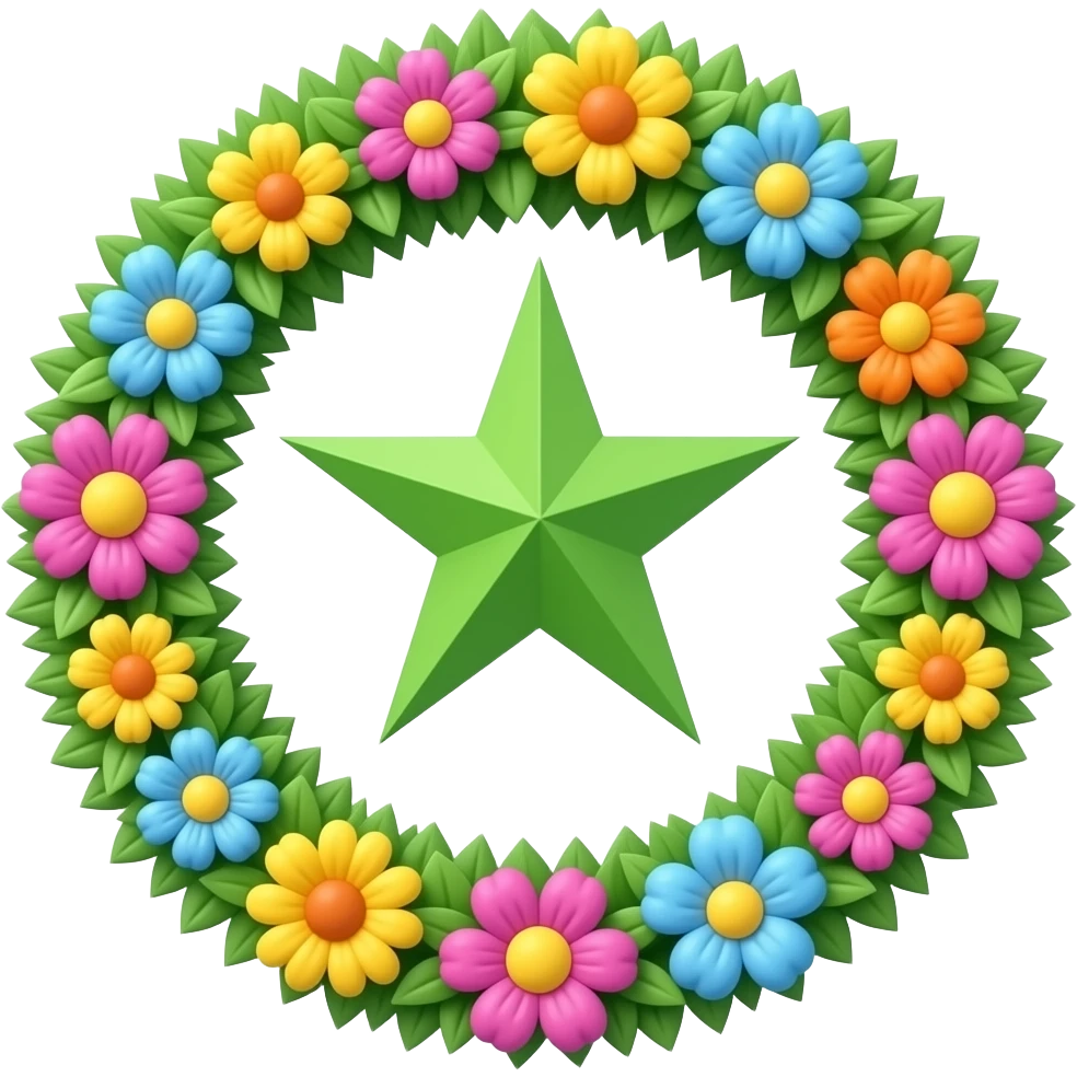high maypole midsummer fully green two rings multicolour flowers emoji