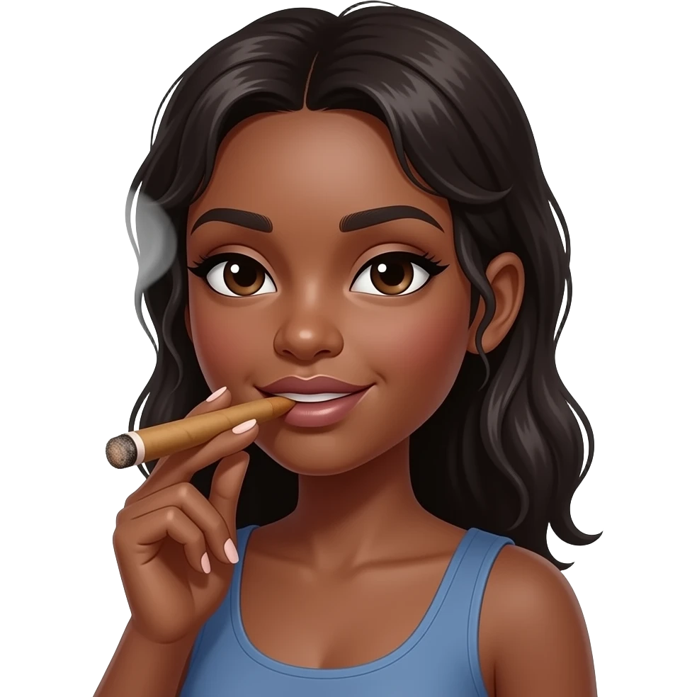 stoner girl emoji smoking blunt weed black emoji