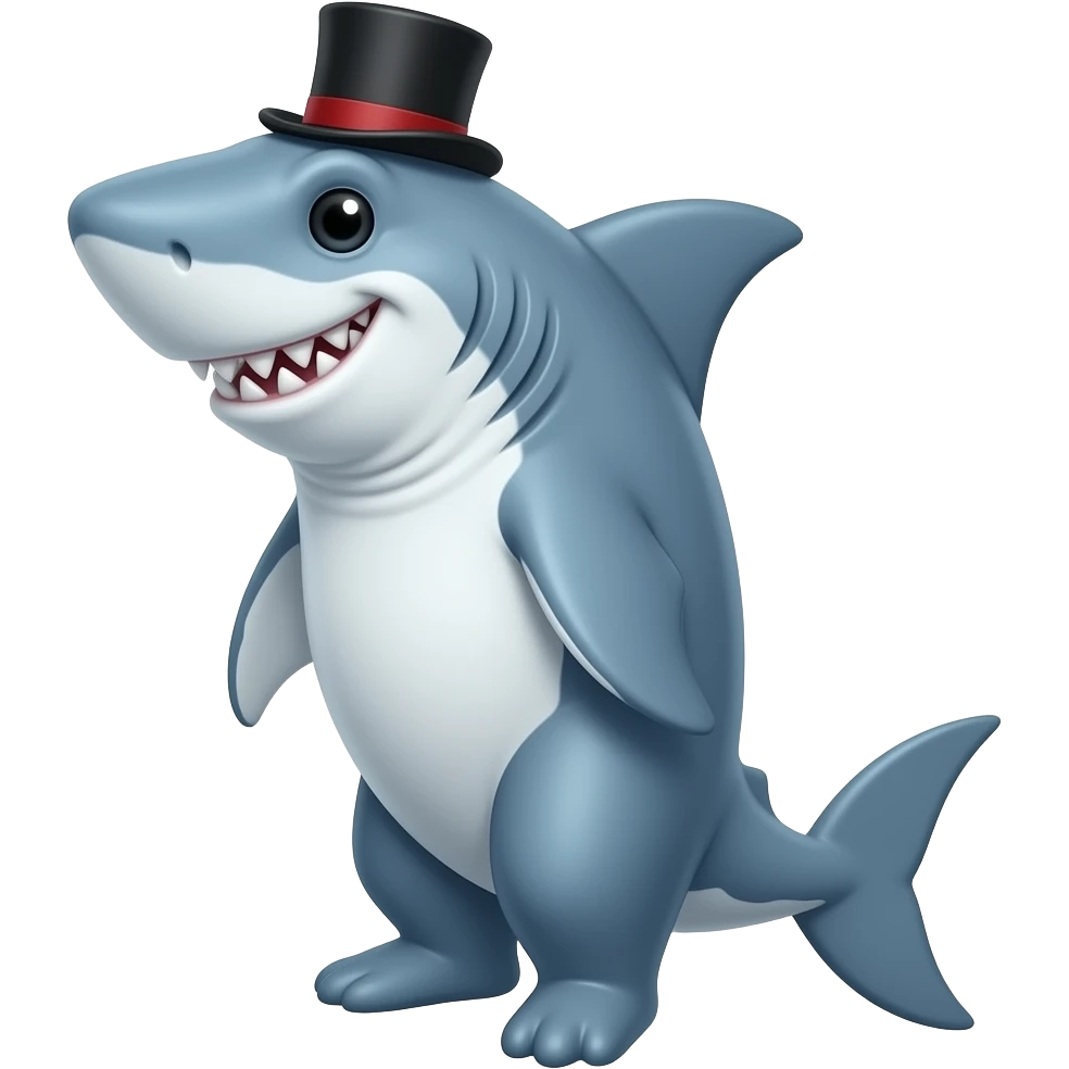 Shark with a top hat emoji