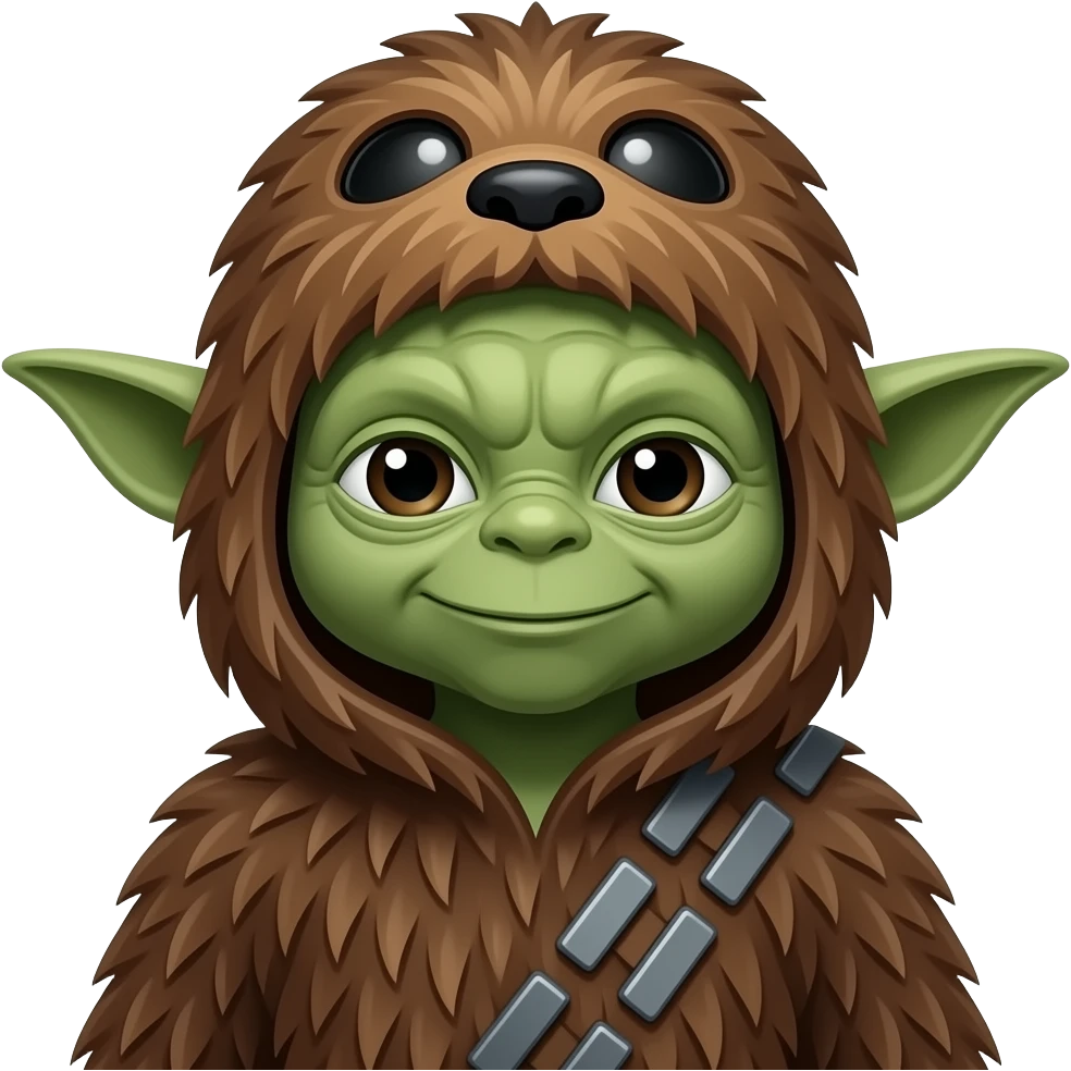yoda wearing a chewbacca suit emoji