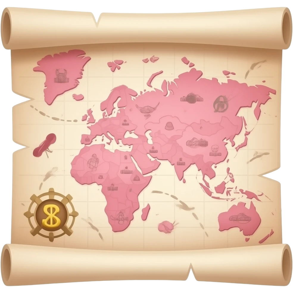 girly adventure treasure map pink white beige emoji